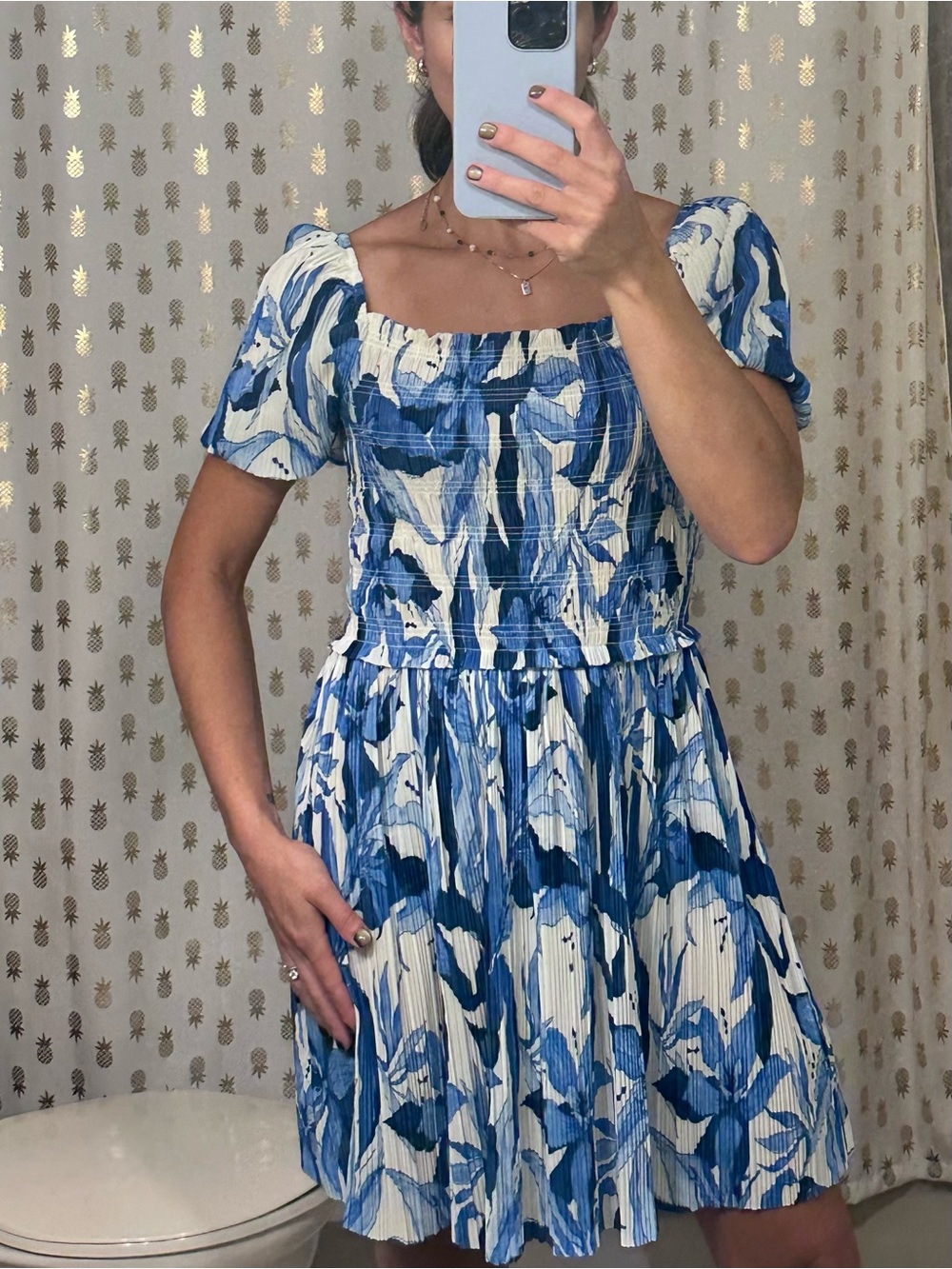 H&M Blue and White Mini Dress